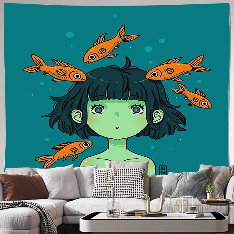 

Anime Tapestry Wall Hanging Japanese Kawaii Room Decor Aesthetic Vaporwave Manga Wall Art Bedroom Dorm Decor Trendy Gift 74x94cm(29x37in)