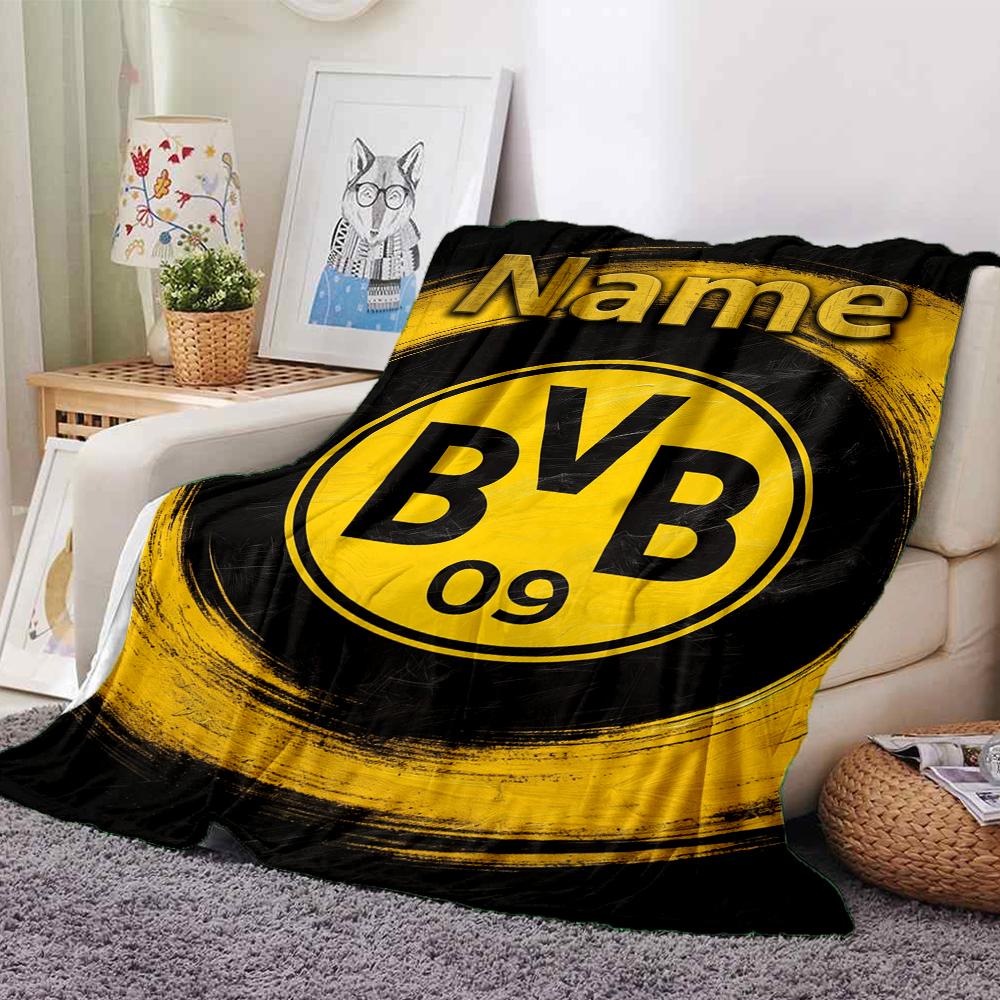 Custom Name Borussia Dortmund Theme Printed Blanket Perfect For Couch Bed Travel Outdoor Use Machine Washable Cozy Durable