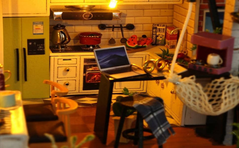 Mode Gasse Miniatur Puppenhaus Bausatz literarische Utopie handgefertigter Bausatz für Anfänger mit Acrylvitrine (TD43+Z)