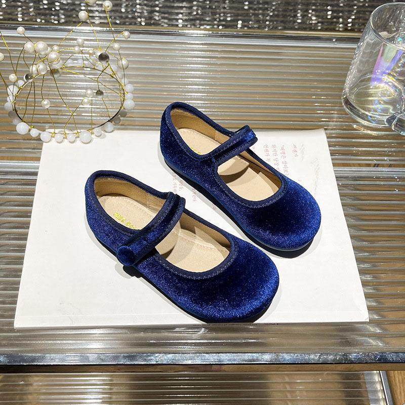 

Бархатные туфли Мэри Джейн для девочек, модные на осень-зиму, велюровые, однотонные, нарядные туфли принцессы на плоской подошве 34 синий