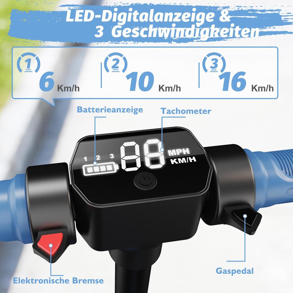 Trotinetă electrică TODIMART pentru copii: Motor 150W + 3 Viteze + Boxă Bluetooth + Lumini LED Colorate – Plimbă-te cu Muzică & Stil!