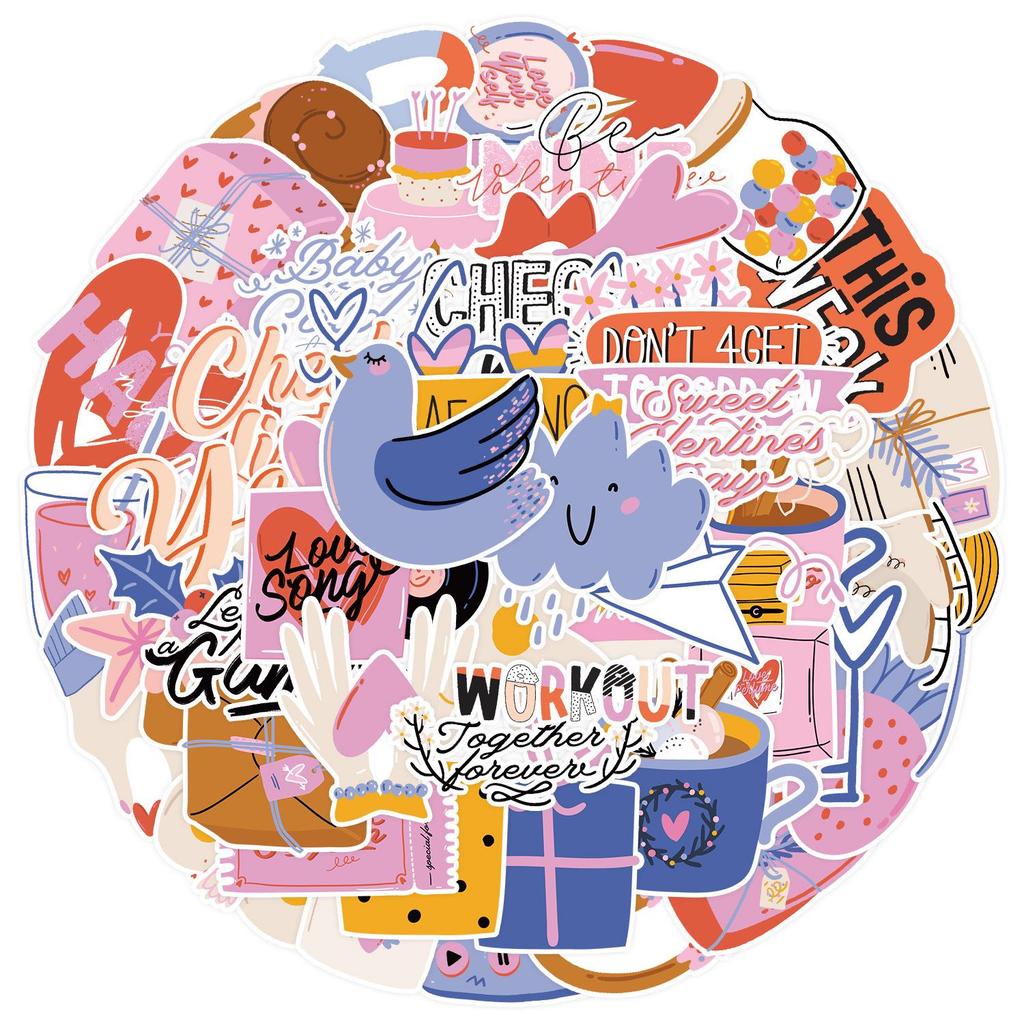 Valentine's Day Graffiti Stickers - 50/100 Sheets, Waterproof Decorative Set for Water Bottles & Computers