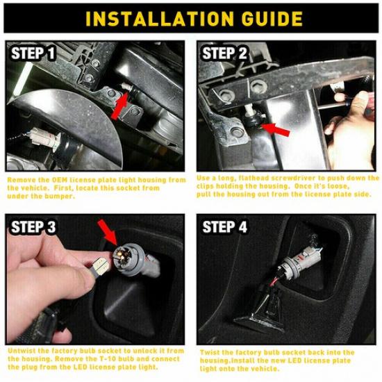 2pcs LED License Tag Plate Light Assembly For 1992-1999 GMC Suburban K1500 K2500