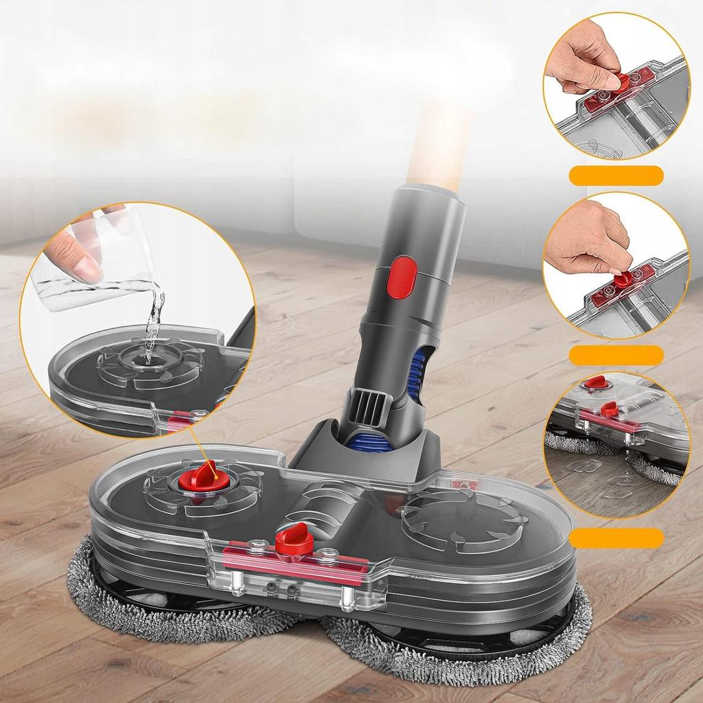 Rosfix Zestaw Mopujący z Filtrami do Odkurzaczy Dyson – Mopowanie na Mokro i Sucho | Prędkość 160 obr./min | Kompatybilność z V7–V15