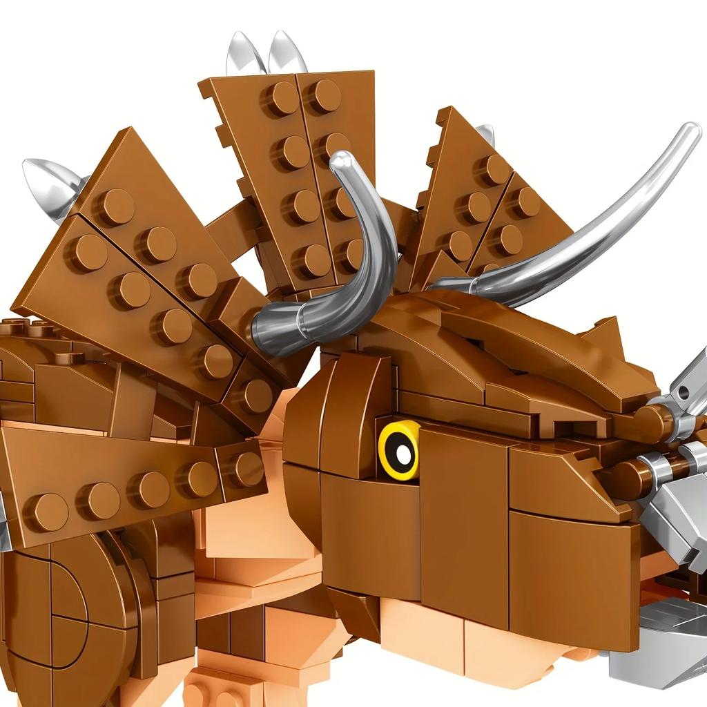 387PCS Dinosaur Building Block Diy Triceratops Model Assembly Bricks Desktop Decoration Educational Toys For Kids Holiday Gifts