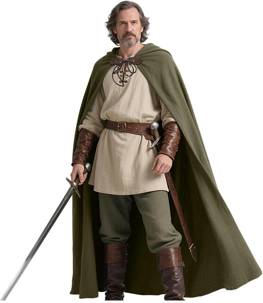 Medieval Hooded Cloak - Linen, Available in 6 Colors for Halloween