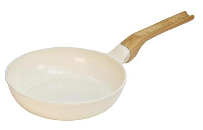 Nansen Japão Frigideira Leve e Cerâmica Branca com Panela Branca Fácil de Usar, Cabo com Aspecto de Madeira, Acabamento Fundido Sob Pressão, 20cm,