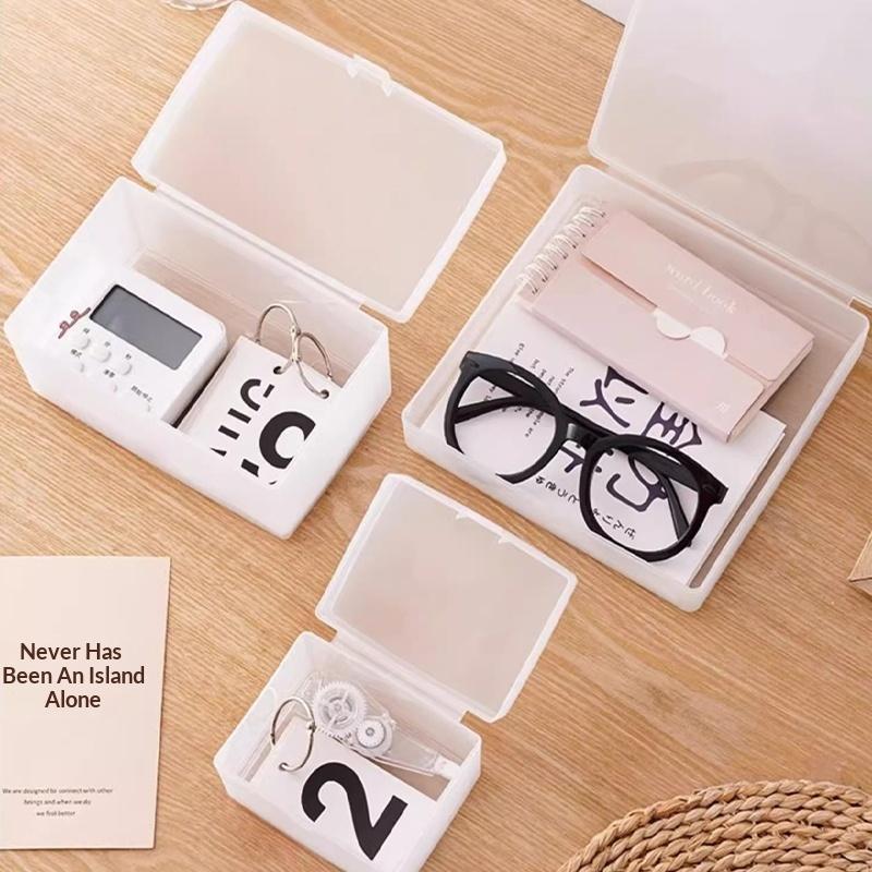 White & Transparent Desktop Storage Box Pos Collection Box Jewelry Container Id Card Organizer