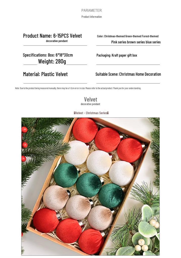 6CM Velvet Christmas Ornament Bag: Plush Ball Decoration for Tree