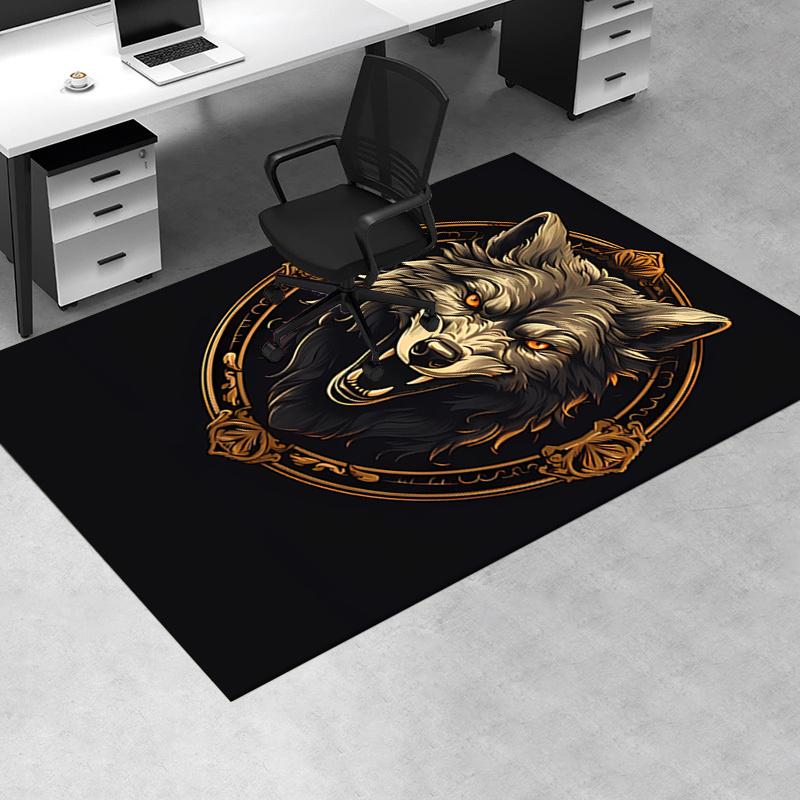 1pc Wolf,Emblem,Ornate Office Carpet Soft Polyester Entrance Carpet Washable Non slip Machine Washab