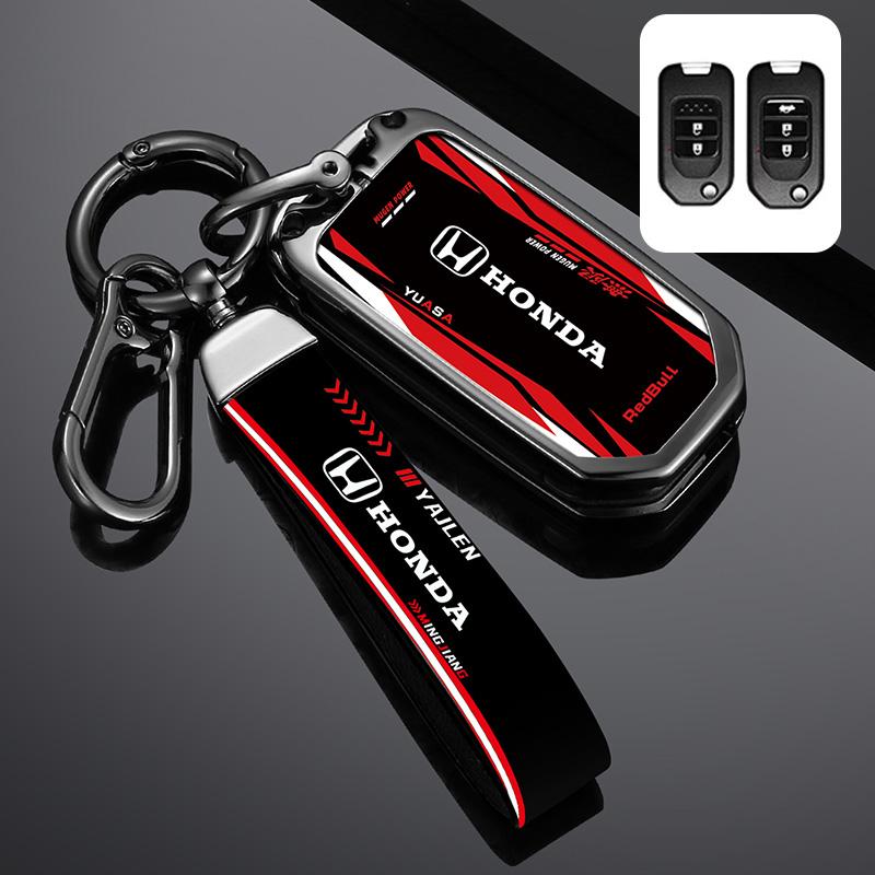 New Racing Style Car Remote Key Case Cover Keychain For Honda Civic HRV CRV XRV CR-V Crider Odyssey Pilot Fit Accord Accessories