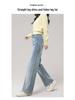Damen 2026 Slimming High Waist Blue Wide Leg Straight Jeans