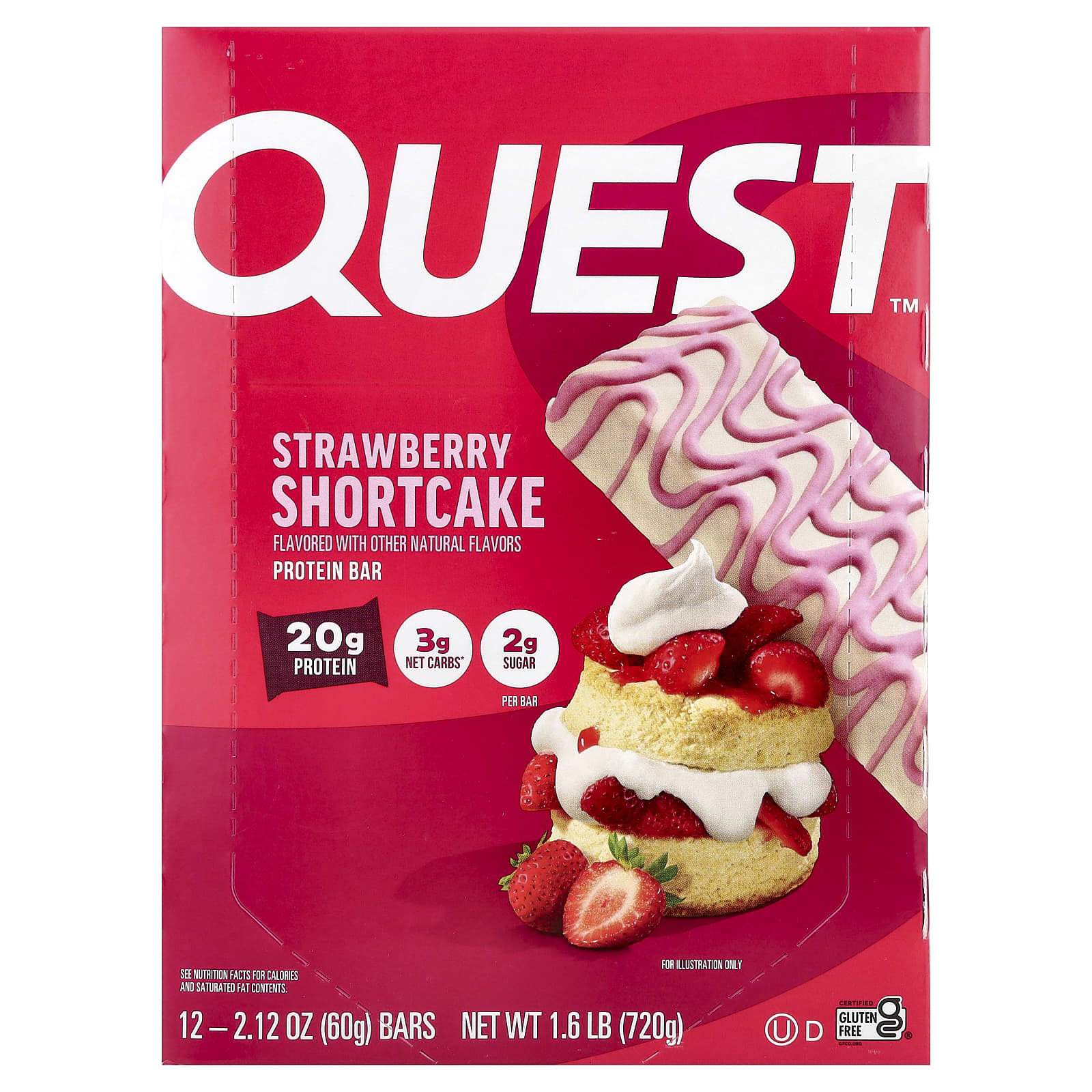 

Quest Nutrition, Protein Bar, Strawberry Shortcake, 12 Bars, 60g (2.12oz) Each