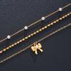 3Pcs/Set Imitation Pearl Bowknot Pendant Necklaces For Women Temperament Gold Color Twisted Chain Necklace Set Exquisite Jewelry