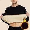 Winter Man Warm Fleece Lined T Shirt Thick O Neck Solid Color Basic Pullover Sweatshirt Thermal Underwear Tops Clothing for Men