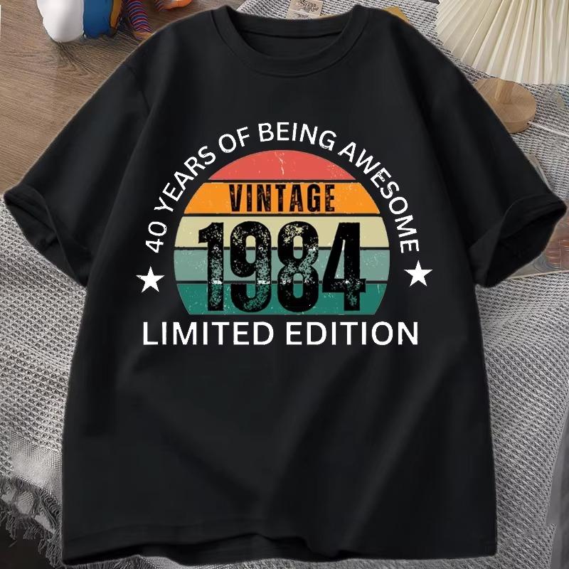40th Birthday Women Tshirt Made In 1984 Vintage Tshirt 40 Years Old T Shirts for Unisex Casual Short Sleeve Unisexs Clthing Oversized