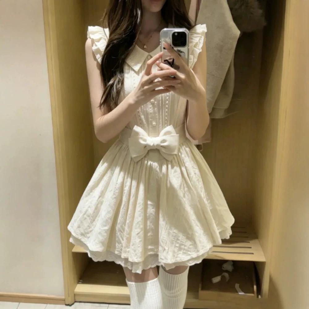 Beautiful Film Small Clothes French Sweet Age Reduction Apricot College Style Travel Doll Collar Dress Female Princess Dress Summer