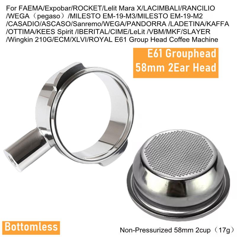 E61 Group head 58mm Filter Holder For Expobar FAEMA RANCILIO LACIMBALI Coffee Machine Spout Bottomless Portafilter Coffee Maker