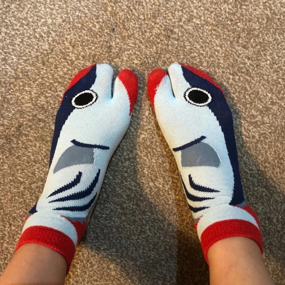 1pair Breathable Short Socks Casual Fish Pattern Socks Fashion Tabi Socks  Daily Wear