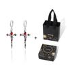 Women's Autumn/Winter Red Cross Rose Heart Earrings: Hoops, Studs & Dangles