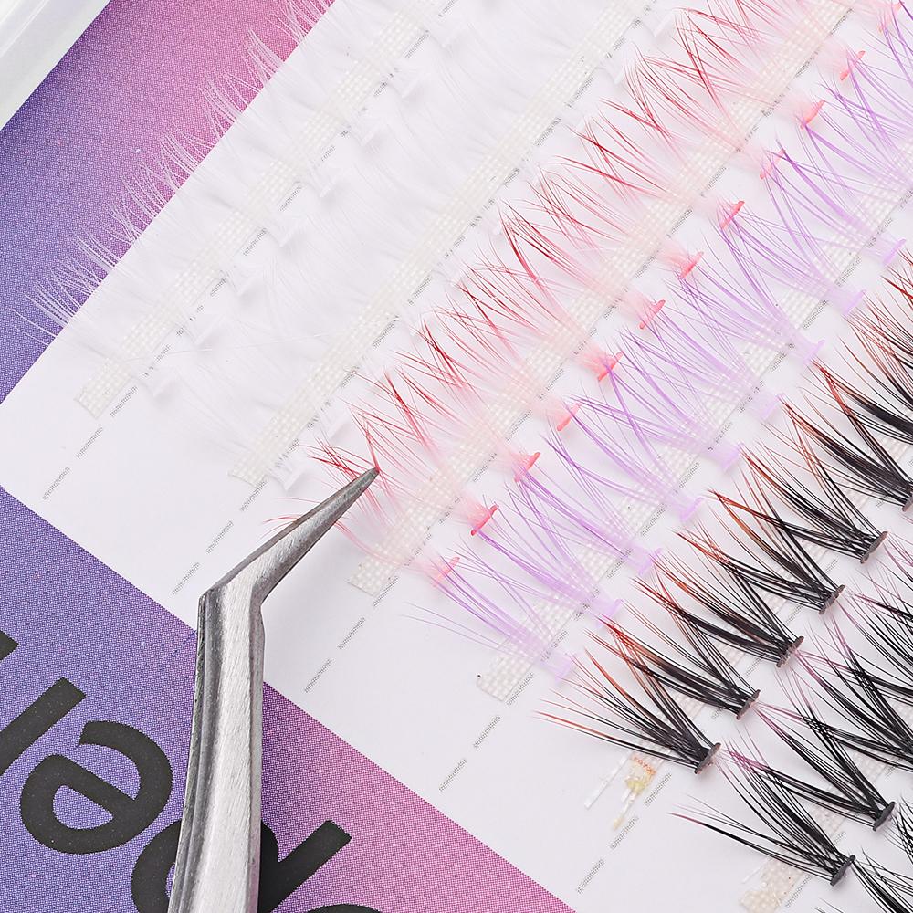 140 PCS Mixed Colors Colored Lashes Extensions Individual DIY Lashes Cluster Eyelashes Women