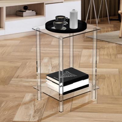 Side Table Transparent Acrylic Tall End Tables for Small Spaces Multi-Functional Organizer Shelf for Hotel Dormitory