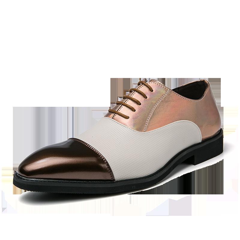 Men's Plus Size Casual Fashion Color Block Pointed Toe Leather Shoes
