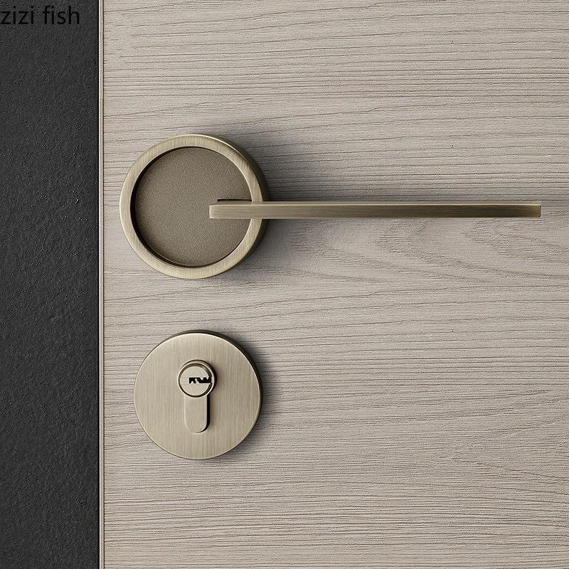 Zinc Alloy Bedroom Door Lock Magnetic Silent Locks Doorknob Yellow Antique Copper Split Lock Home Door Hardware Safety Locks