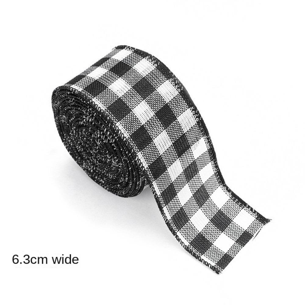 2m Christmas Ribbon DIY Lmitation Linen Fabric Swirl Ribbon Christmas Tree Ribbon Plaid Bow Snowflake Burlap Ribbon