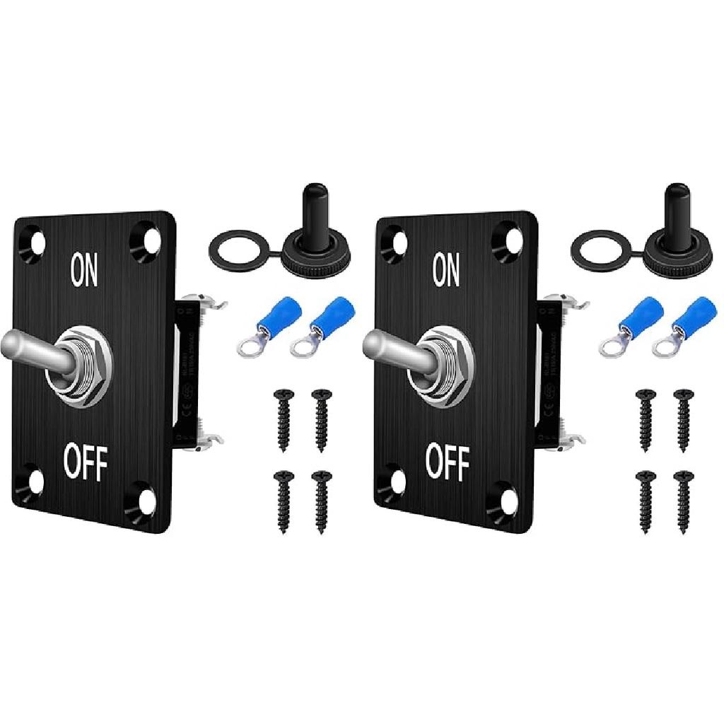 Weideer Toggle Switch 12V 30A Heavy Duty Waterproof Toggle Switch ON/Off 2 Pin 2 Position SPST with Mounting Panel Waterproof Cap for Auto Car Marine