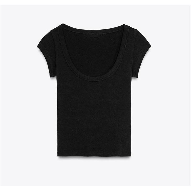 

Women s Slim Fit Round Neck Ribbed Cotton T-Shirt - Sweet & Spicy Style, Short Sleeve S чёрный