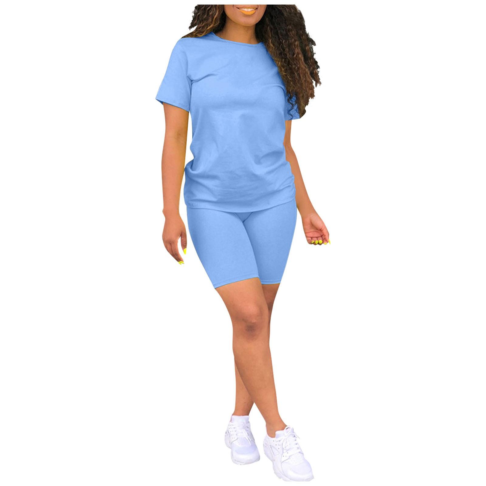 Женский повседневный спортивный однотонный костюм из 2 предметов — фото 5