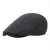 Boina masculina de outono e inverno de lã de aba leve, quente, chapéu para frente, boina britânica de topo mole, chapéu newsboy