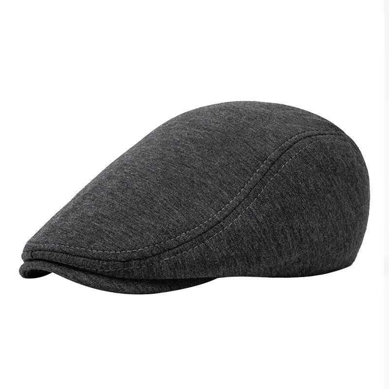 Boina masculina de outono e inverno de lã de aba leve, quente, chapéu para frente, boina britânica de topo mole, chapéu newsboy