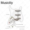 Musiclily Pro SSS Pre-Wired Pickguard for Stratocaster Artec Staggered Alnico 5 Single Coil 3-Ply Mint Green