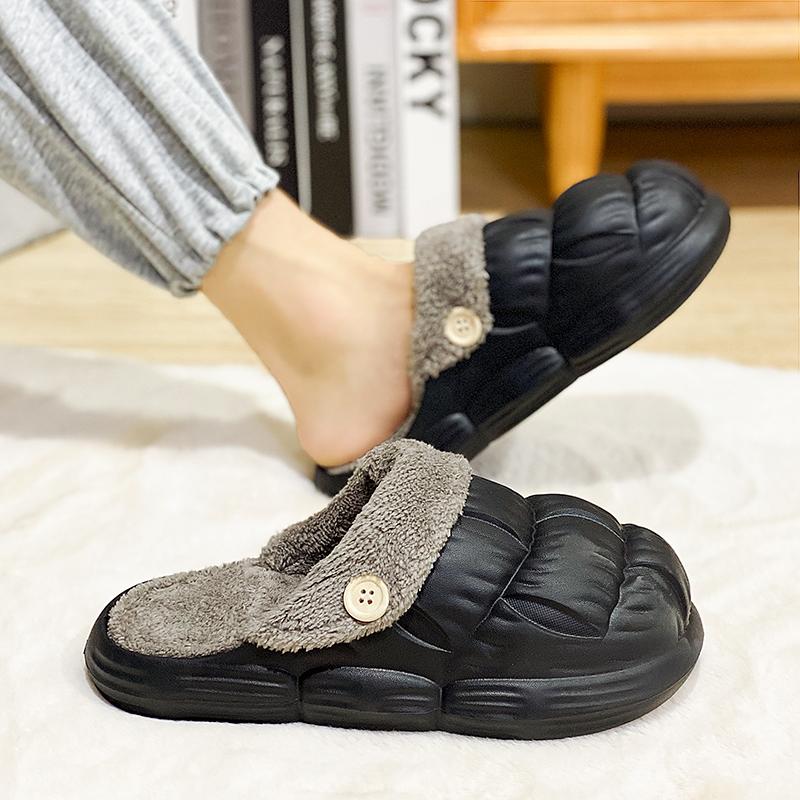 Vinter Par Lättvikt Plus Size Tjock Sula med Plyschisolering Bomull Tofflor Bekväma Mode Bomull Tofflor 36-45