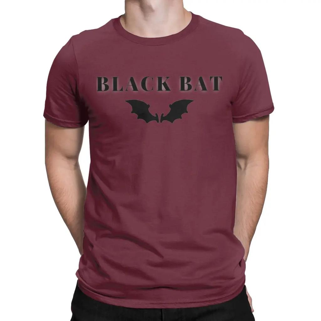 Black BAT Halloween Scary Men T Shirt Vintage Tee Shirt Short Sleeve Crewneck T-Shirts 100% Cotton Summer Clothing