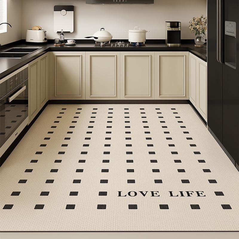 

Large Kitchen Waterproof Carpet Pvc Leather Anti-slip Floor Mat Oil-proof Carpets Minimalist Elegant Home Decoration Rug 80*120cm
