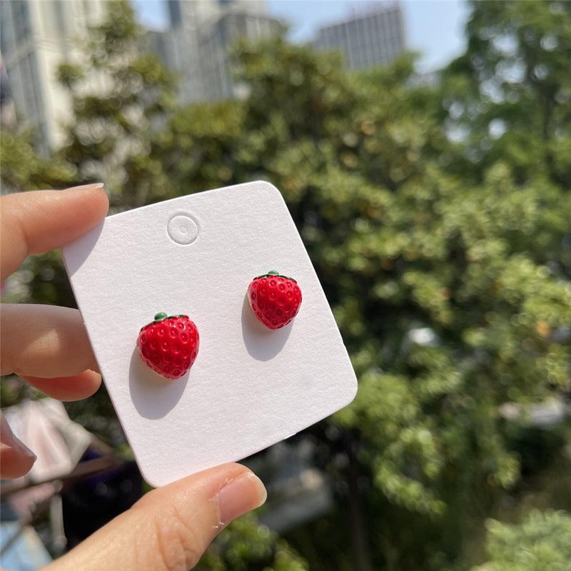 Korean Sweet Cute Strawberry Ribbon Bowknot Drop Earrings for Women Cute Fruit Cake Cup Dangle Earring Lovely Jewelry Gift