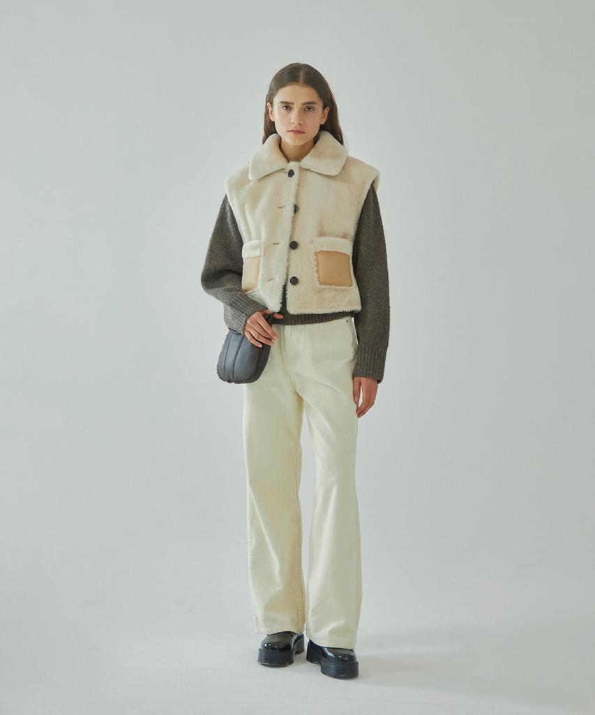 PINBLACK Wide Collared Knit Pullover Brown