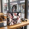Skull Cherry Blossom Print Casual Tote Bag Fashion Daily Portable Shoulder Bag for Streetwear