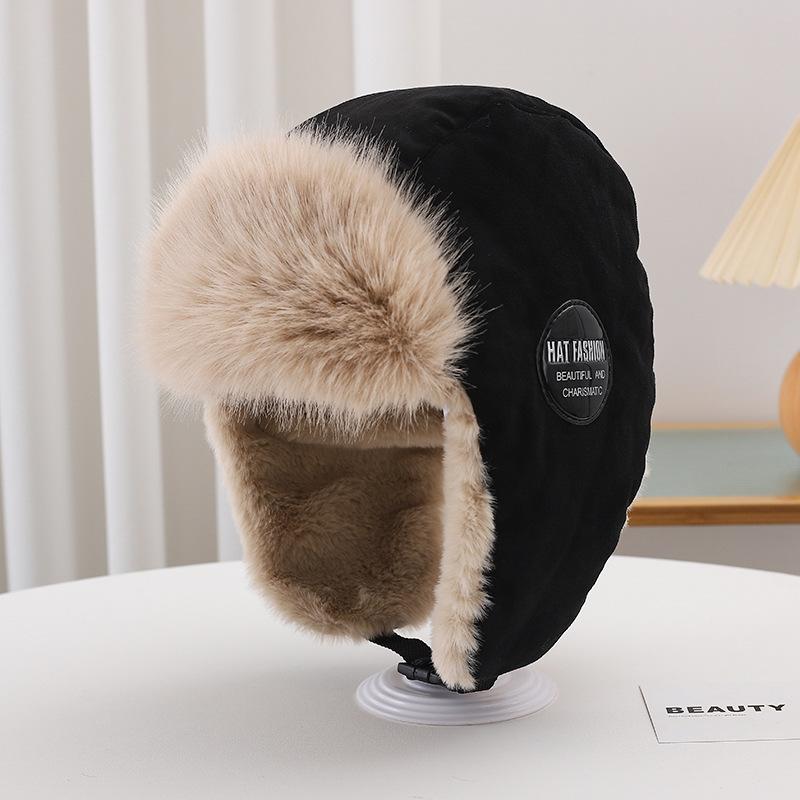 New Winter Plush Korean Knitted Hat for Women with Versatile Warm Ear Protection Thickened Fashionable Airplane Hat Men's Pull-out Hat