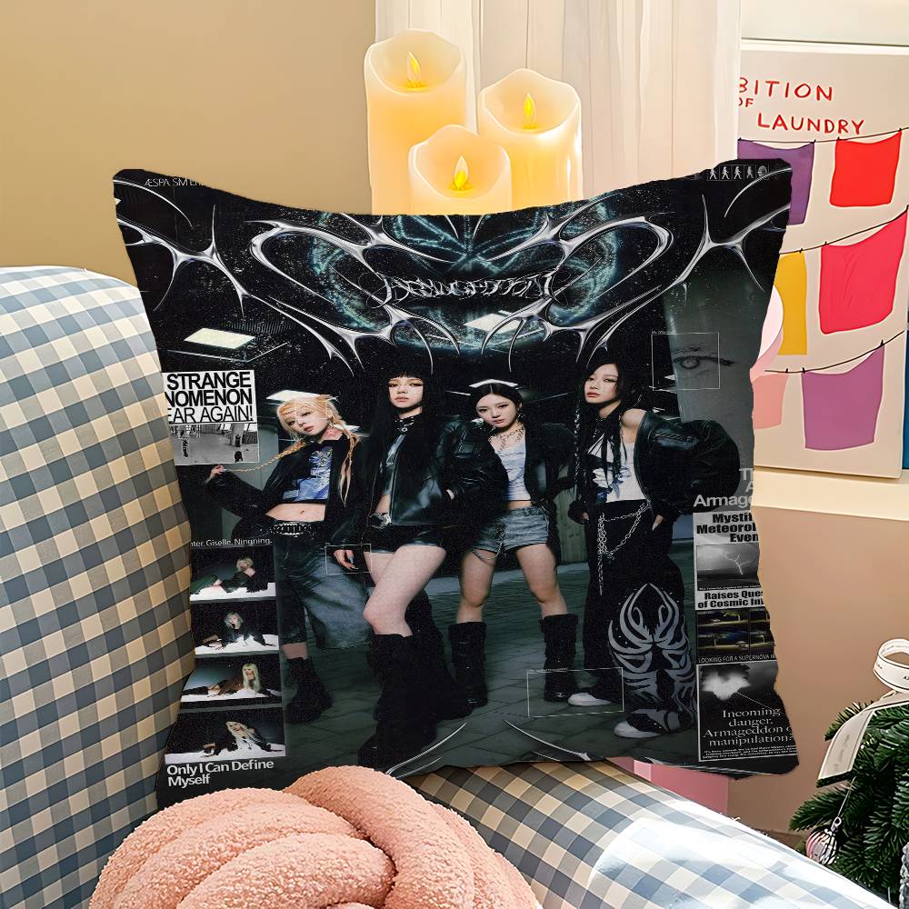 Kpop A-Aespa Pillow Cover Sofa Cushion Cover Home Room Decoration Children Gift