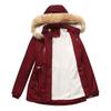 Women's Hooded Plus Velvet Corduroy Coat Ladies Winter Cotton Coat Thickened Mid-length Warm Jacket