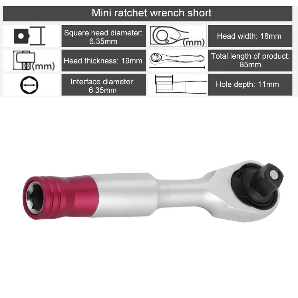 Mini 1 4 Inch Rachet Wrench Set Repair Tool For Vehicle Bicycle Socket Wrench Kit Tool (85mm)