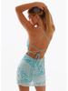 Sequin Embroidery Backless Spaghetti Strap Dress - European & American Style Summer Dress for Women