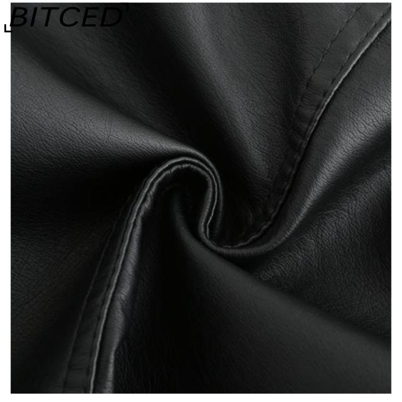 BITCED Spring/Autumn Women's Leather Jacket Women's Elegant Plus Size Stand Collar Leather Jacket