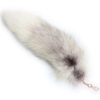 [Fosrion] Real Fur Tail Fashion Accessory Handbag Decoration Keychain Anime Toy (White)