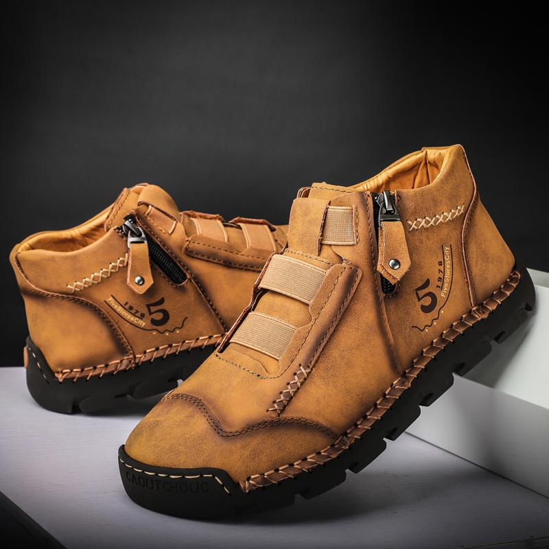 Plus Size Luxury Brand Men Casual Shoes Fashion Men's Boots Genuine Leather Ankle Boots Handmade Work Shoes Designer Short Boots