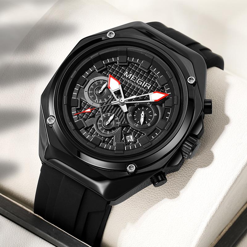 Men'S Watch Student Couple Multifunctional Chronograph Silicone Watch Men'S Quartz Watch 8118